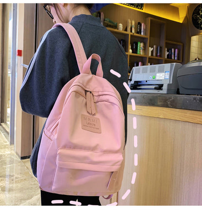 solid backpack for men and women korean version junior high school students schoolbag outdoor large capacity travel bags