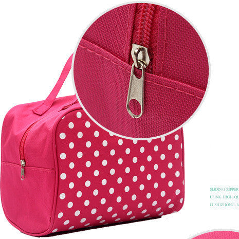 fashion handheld dot waterproof cosmetic bag