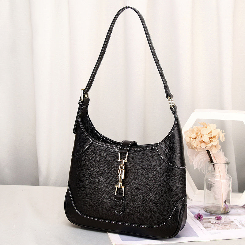 leather shoulder small female cowhide soft leather armpit bag