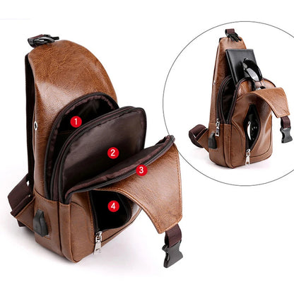 luxury brand messenger bag leather men chest bag vintage crossbody shoulder bag mens business sling bags male casual chest pack