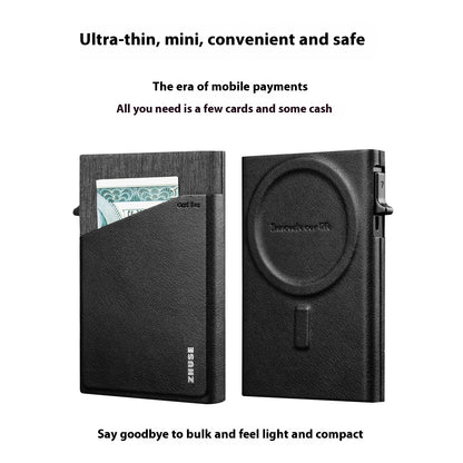 anti theft credit card rfid automatic pop up leather aluminum alloy card package