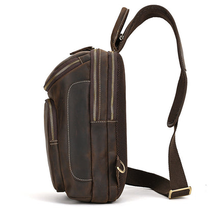 mens retro crazy horse skin shoulder bag