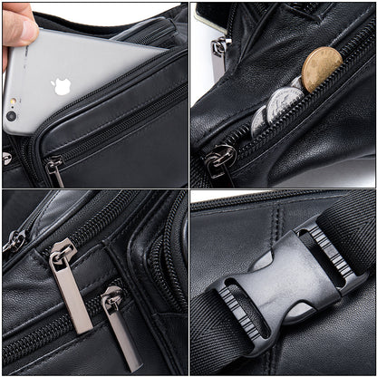 mens sheepskin mobile phone waist bag sports leisure
