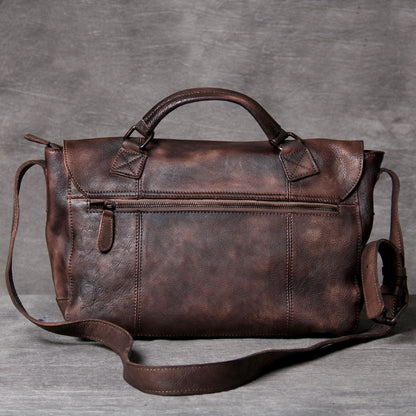 vintage distressed first layer cowhide one shoulder messenger bag