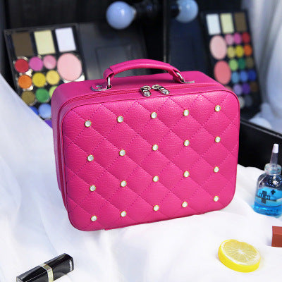 high end cosmetic case with diamond cosmetic bag pu portable