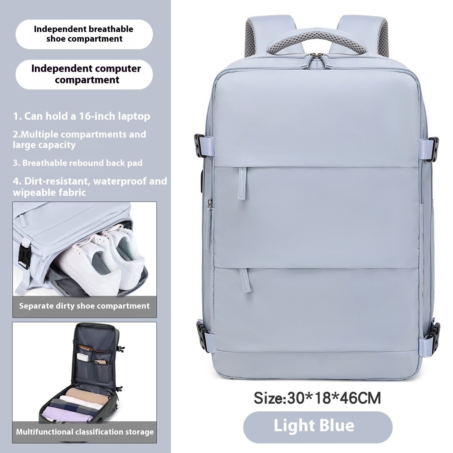 large capacity mens backpack lightweight short trip
