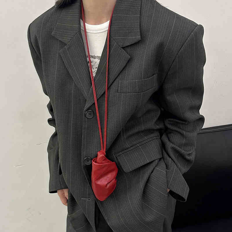 Hanging Neck Cowhide Cloud Coin Purse Earphone Bag