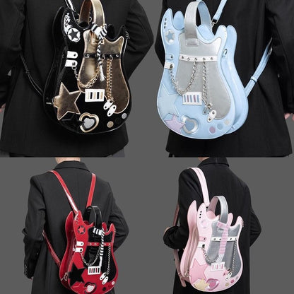 creative contrast color cute scarf two shoulders cross body guitar backpack sweet