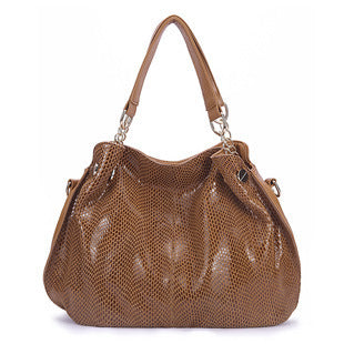 european and american fashion large capacity snake print shoulder handbag