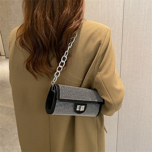 rhinestone fashion all match chain armpit bag dinner messenger