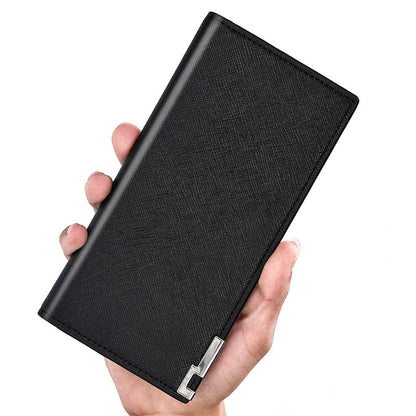 mens leather long card case wallet