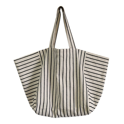 canvas bag for women ins shoulder large capacity idle style striped fashion