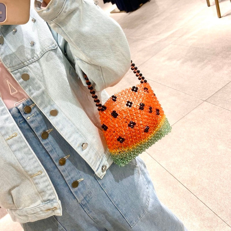 handmade watermelon casual beaded womens handbag