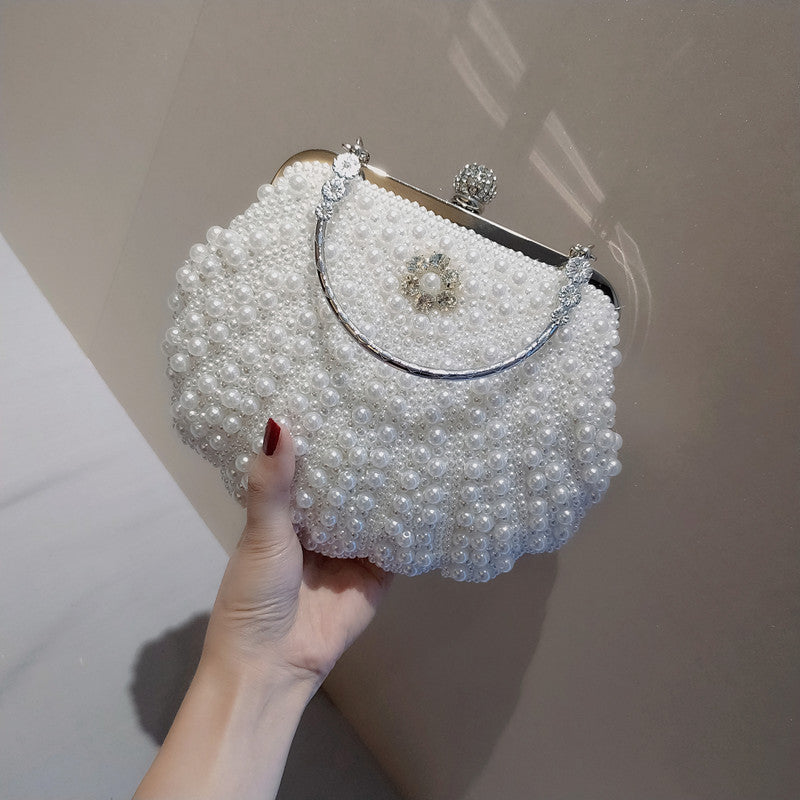 womens sweet lady pearl dinner clutch bag