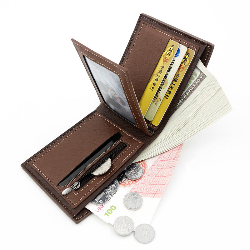 large capacity tri fold bag coin bag card slots id card wallet