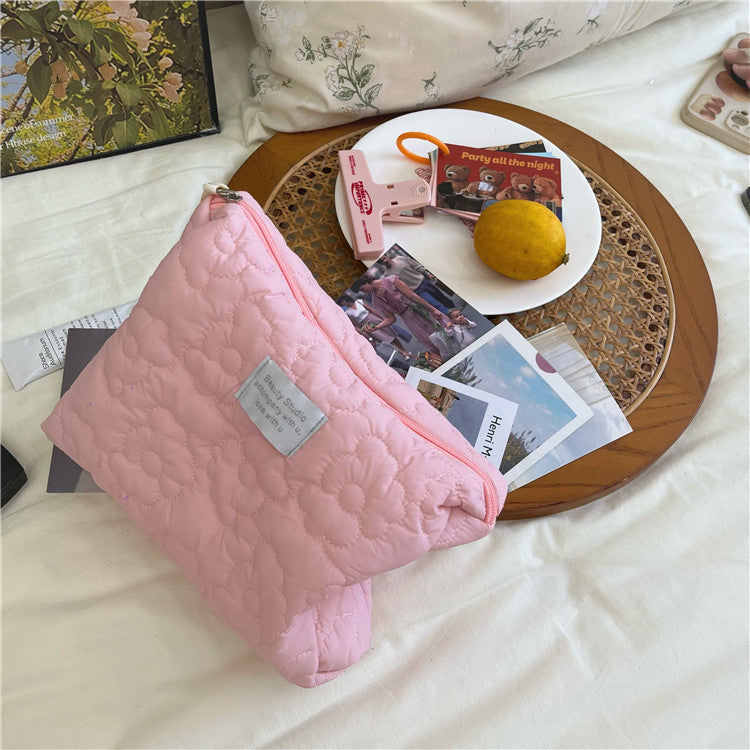 ins soft flower cosmetic bag