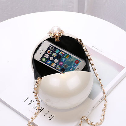 ladies casual fashion pearl decoration round shoulder bag