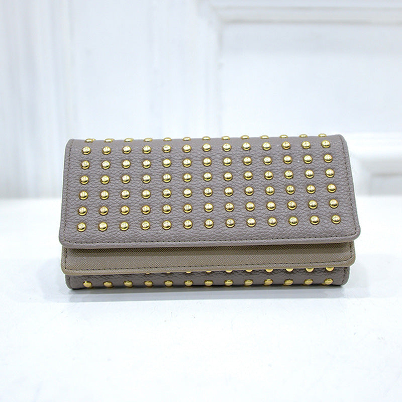 womens rivet three fold wallet