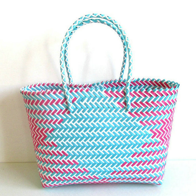 woven portable striped color matching beach fashion womens bag