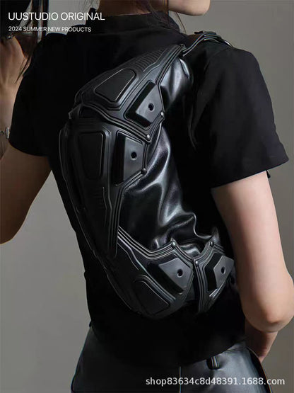 dark functional underarm crescent crossbody bag