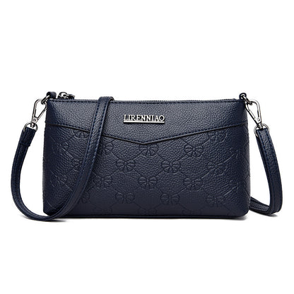 embossed pu texture middle aged and elderly shoulder messenger bag