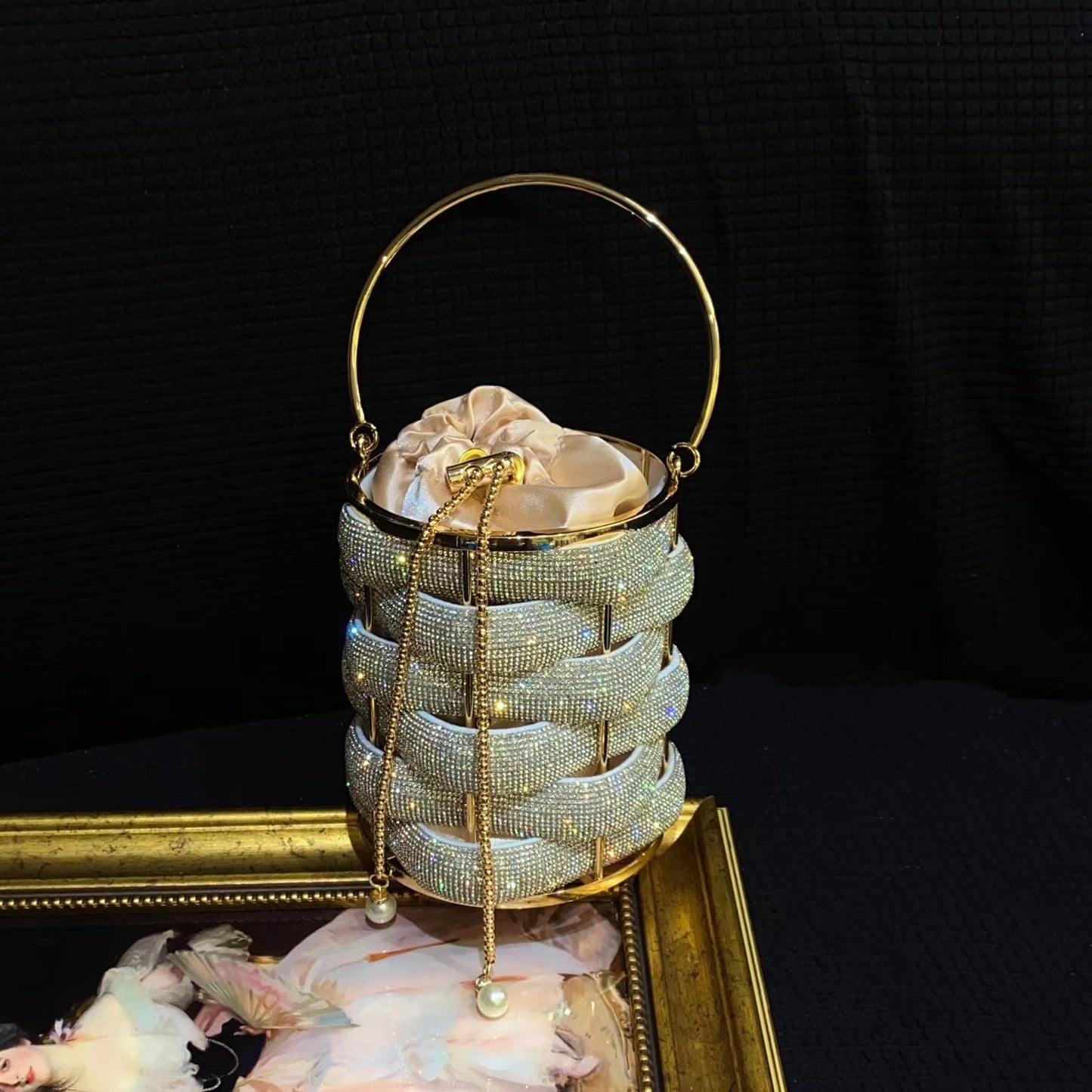 fashion metal hand woven shiny rhinestone quartz rope