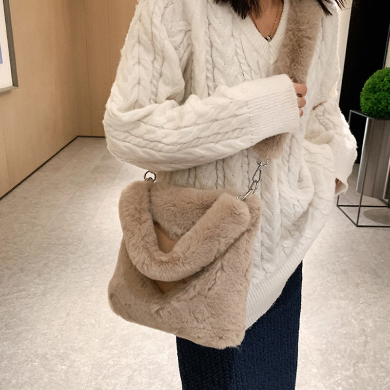 love handbags winter plush shoulder bags for women