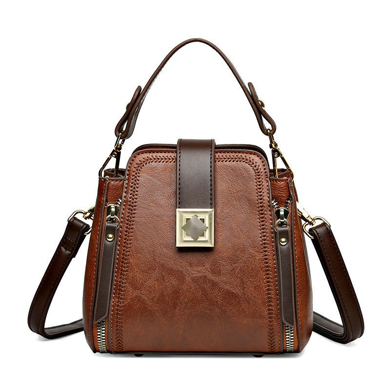 womens retro easy matching soft leather textured handbag shoulder crossbody