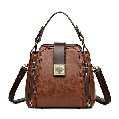 womens retro easy matching soft leather textured handbag shoulder crossbody