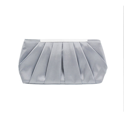 ladies pleated satin dinner clutch bag