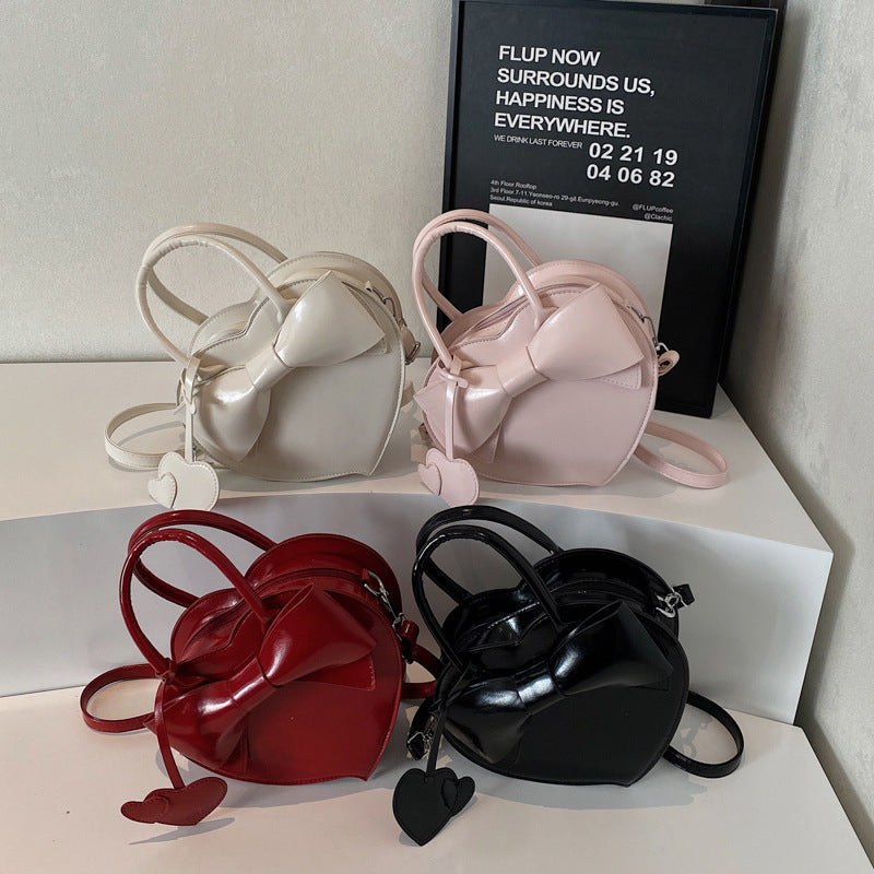 bow heart bag fashion portable shoulder messenger bag