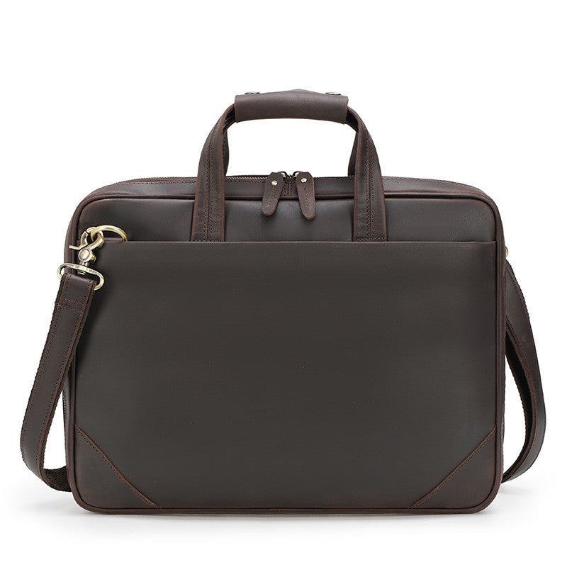 new retro crazy horse leather briefcase mens ultra thin business handbag