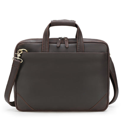 new retro crazy horse leather briefcase mens ultra thin business handbag