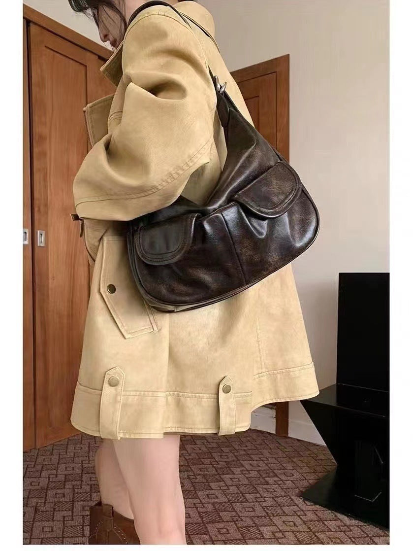 one shoulder maillard distressed underarm bag women