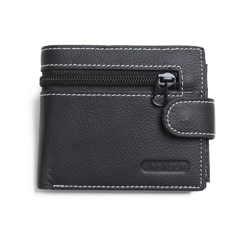 mens leather wallet with zipper and buckle