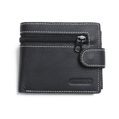 mens leather wallet with zipper and buckle