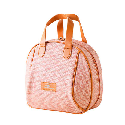 pu woven pattern cosmetic capacity portable storage bag double zipper