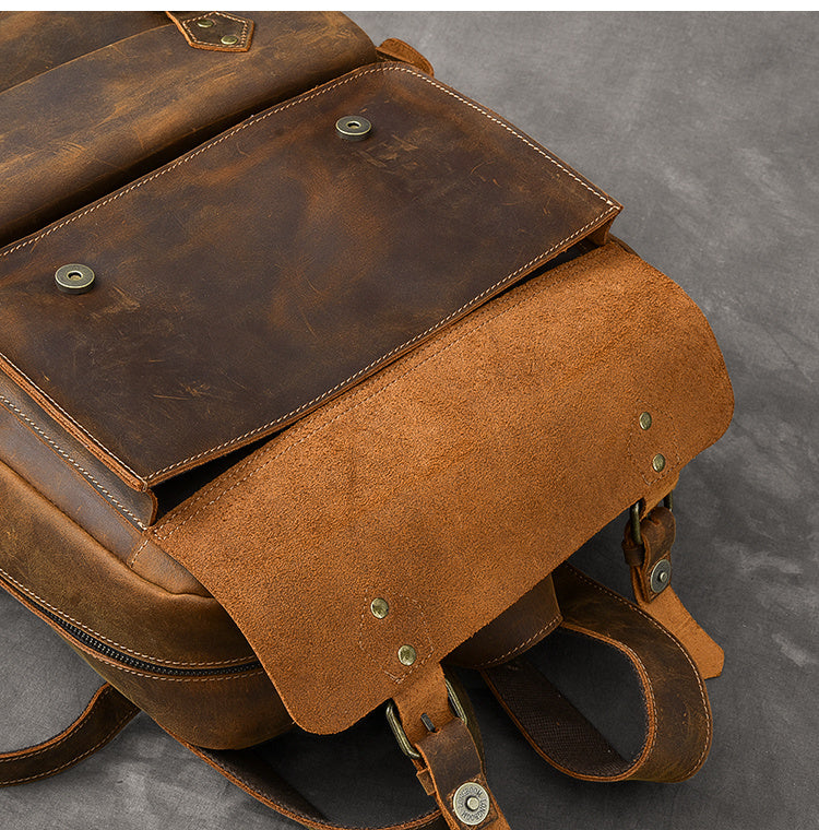 crazy horse leather backpack