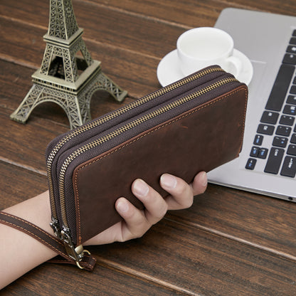 mens wallet genuine leather fashion retro long wallet