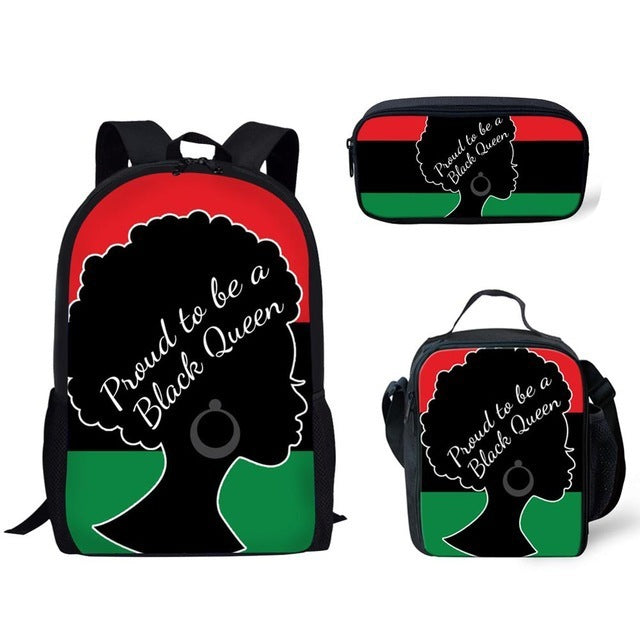 three piece set of new printed student backpack