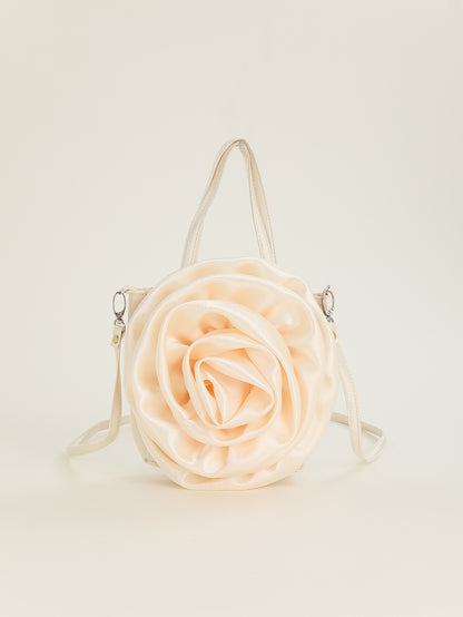 satin satin three dimensional rose flower shape portable crossbody party wedding female dinner bag