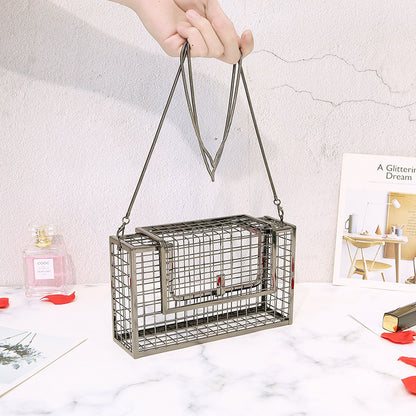 metal hollow shoulder bag european and american fashion clutch iron mesh chain messenger dinner bag