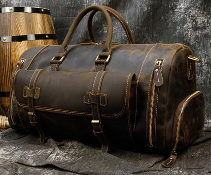 retro crazy horse leather mens travel bag