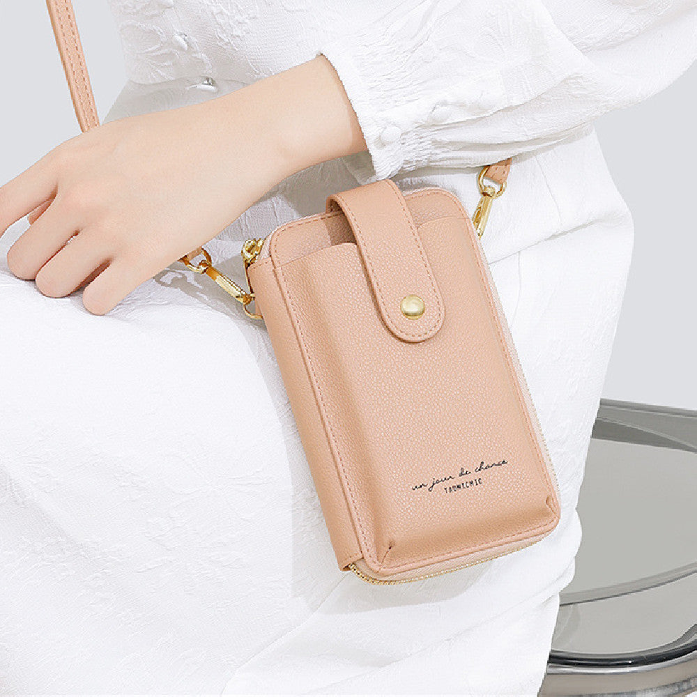 korean style advanced simple large capacity vertical creative mobile phone bag womens pu purse