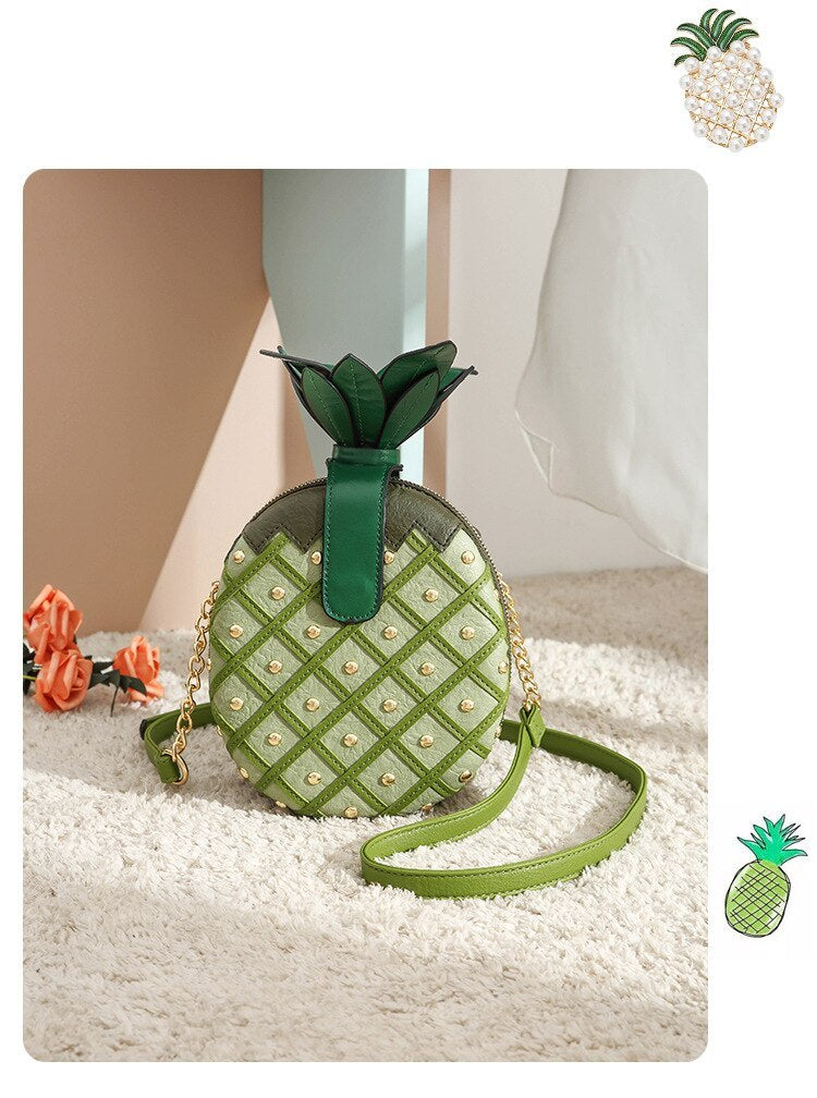 pineapple shape rivet chain small round bag