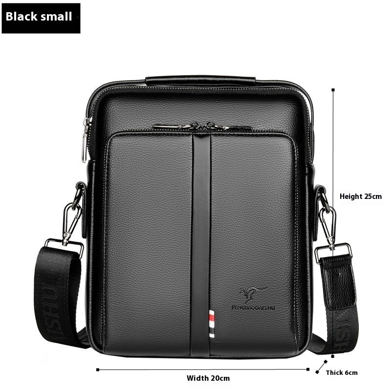 mens business casual crossbody vertical and portable design large capacity shoulder leather backpack