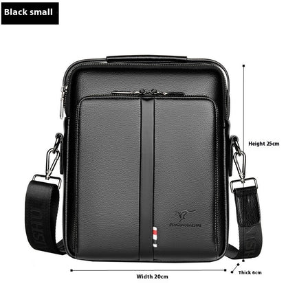 mens business casual crossbody vertical and portable design large capacity shoulder leather backpack