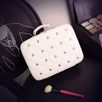 high end cosmetic case with diamond cosmetic bag pu portable