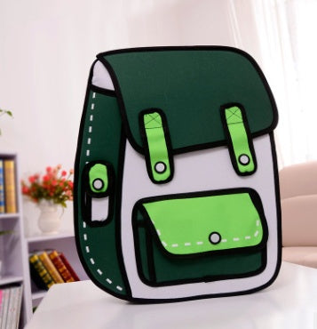 country comics student package two yuan backpack 3d backpack card ventilation computer bag oxford cloth bag personality