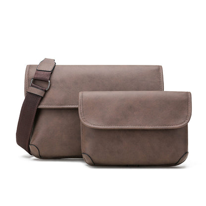 mens contrast color matte fashion retro crossbody shoulder bag